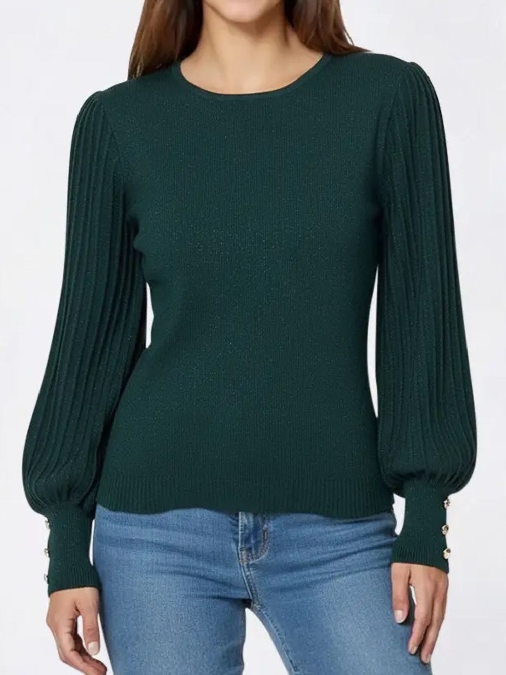 Nanette Lepore - Long Sleeve Stretch Knit Sweater - Emerald Green - Womens Small
